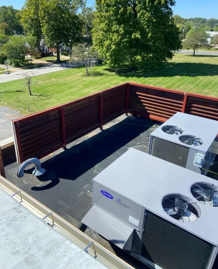 Rooftop mechanical equipment and surrounding roof